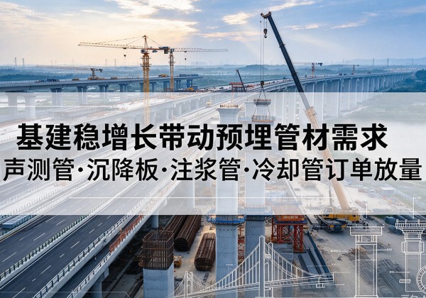 滨江基建稳增长带动预埋监测管材需求，声测管、沉降板、注浆管订单持续放量